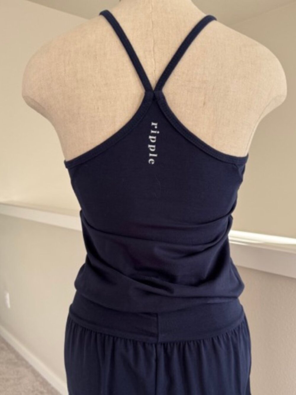 Navy Ripple Yogawear Jumpsuit Jogger Size M - Picture 3 of 9